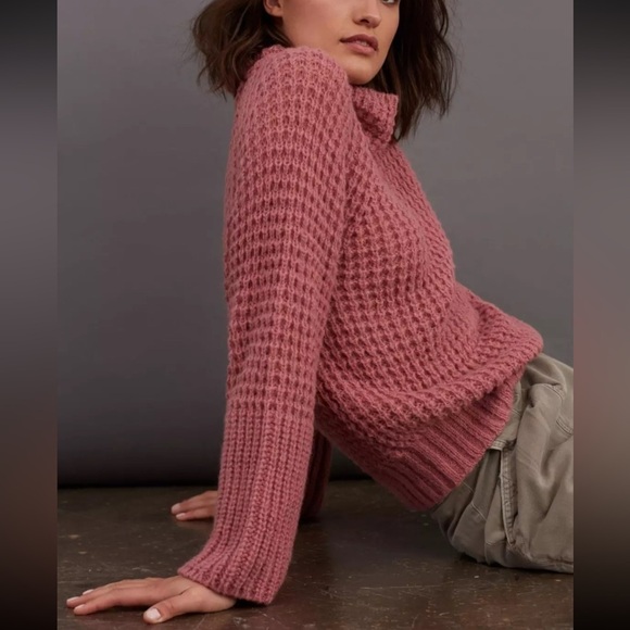 Maeve By Anthropologie Dionne Bell Sleeved Mock Neck Sweater In Rose Size XS - Picture 4 of 11